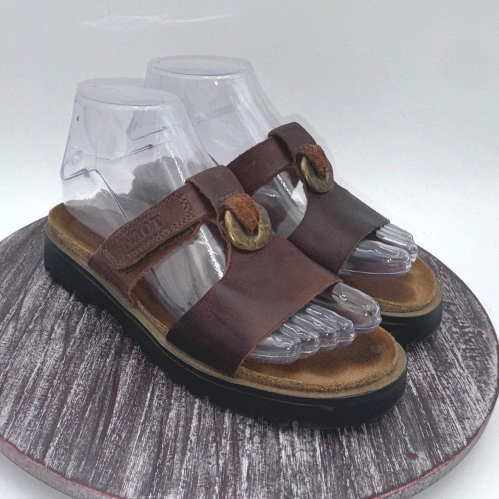 Naot Sandals Womens 36 US  5 Slide Slip On Comfort Genuine Leather Brown Shoes
